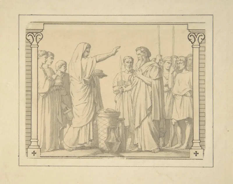 Melchizedek Presenting Abraham with Bread and Wine av Jean-Hippolyte Flandrin