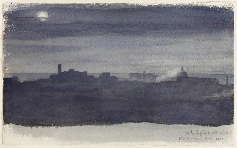 View of Rome at Night av Jean-Hippolyte Flandrin