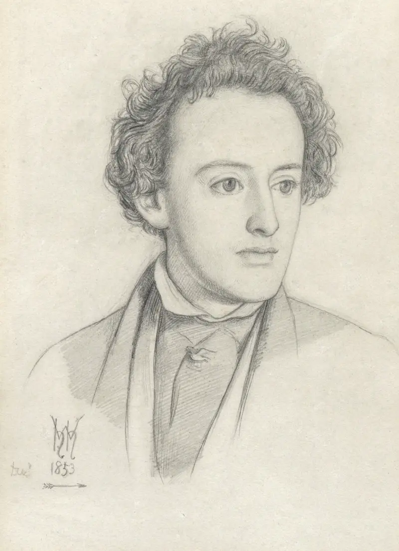 Portrait head of Sir John Everett Millais (1829-1896) av William Holman Hunt