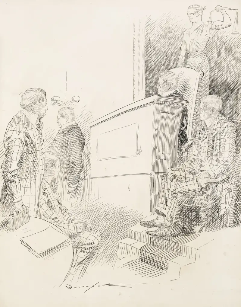 En rättssalsscen av Homer Davenport
