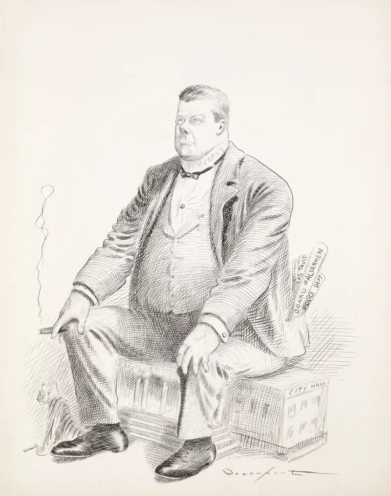 En stor man, Murphy, sitter på City Hall av Homer Davenport