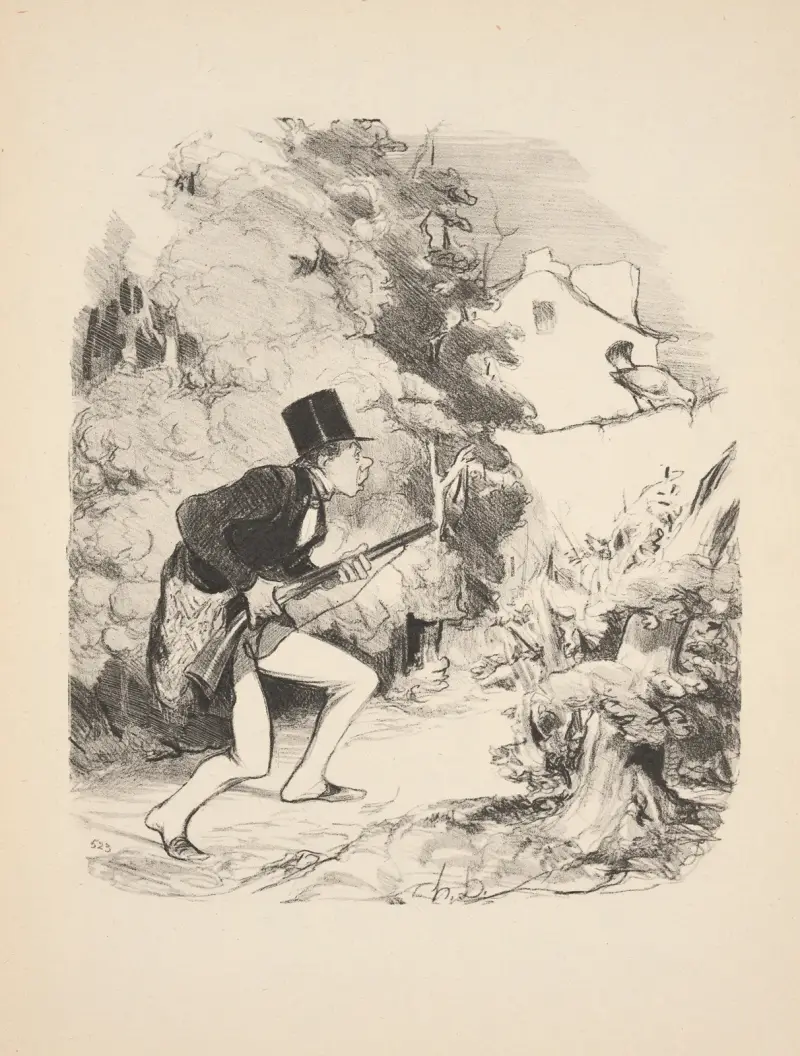 Jakt och fiske, plansch 4 av Honoré Daumier
