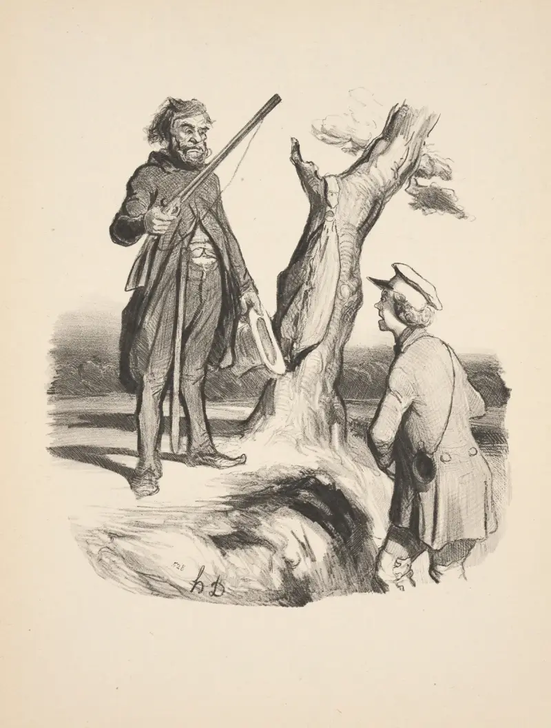 Jakt och fiske, plansch 5 av Honoré Daumier