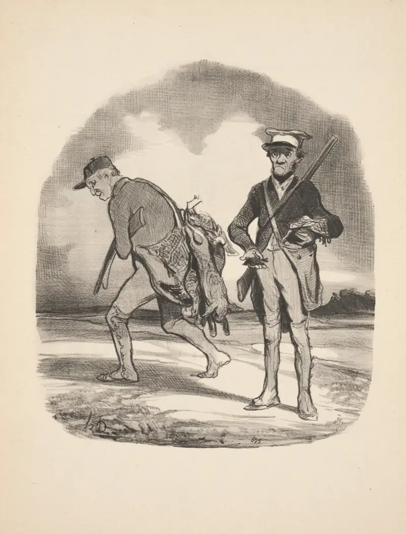 Jakt och fiske, plansch 6 av Honoré Daumier
