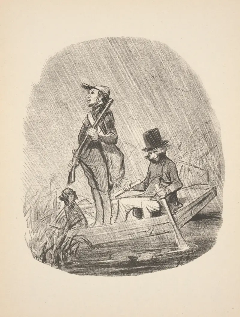 Jakt och fiske, plansch 8 av Honoré Daumier