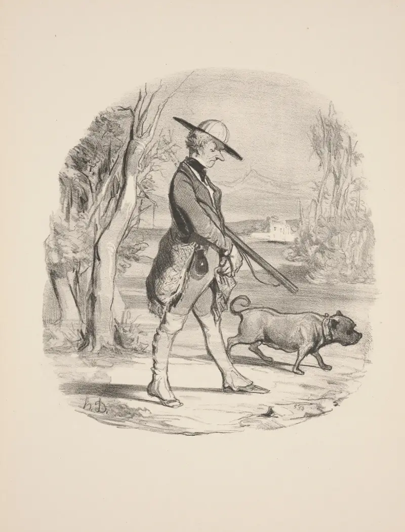 Jakt och fiske, plansch 9 av Honoré Daumier