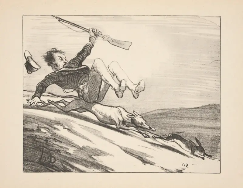Jakt och fiske, plansch 12 av Honoré Daumier