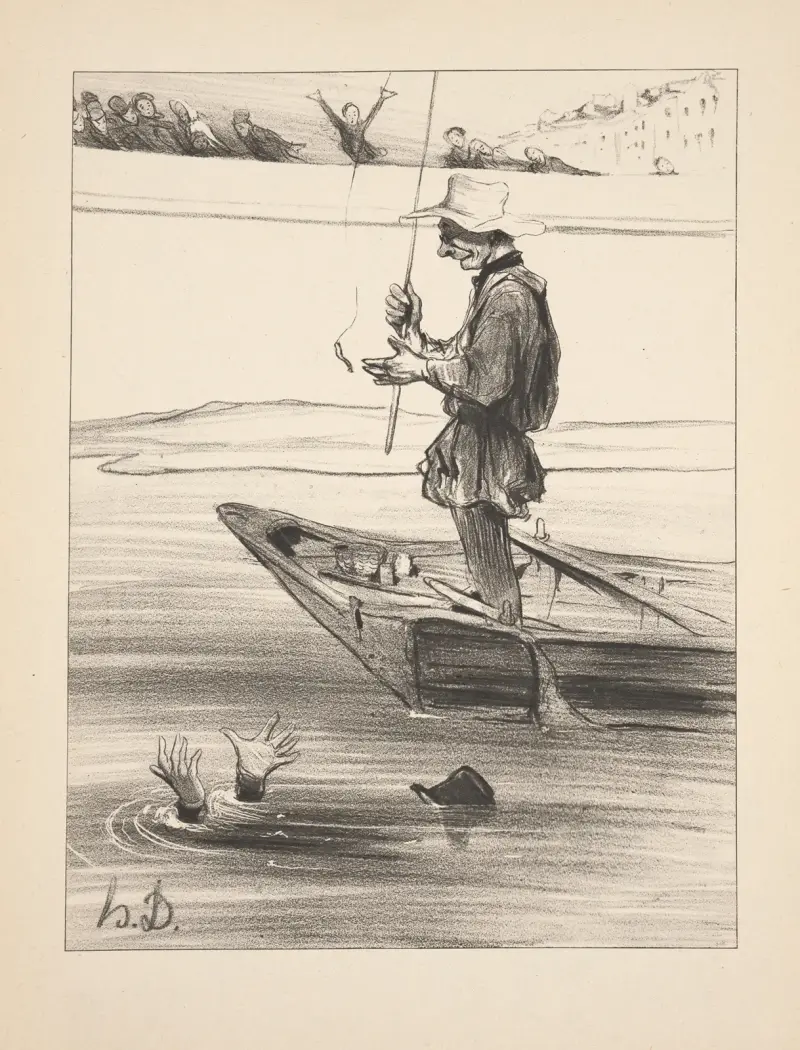 Jakt och fiske, plansch 17 av Honoré Daumier