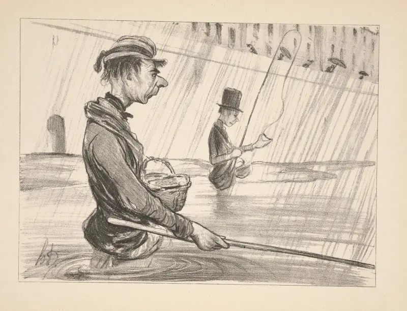 Jakt och fiske, plansch 22 av Honoré Daumier