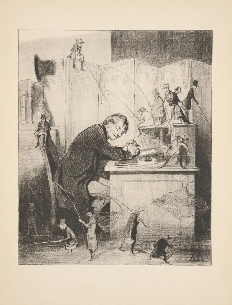 Jakt och fiske, plansch 24 av Honoré Daumier