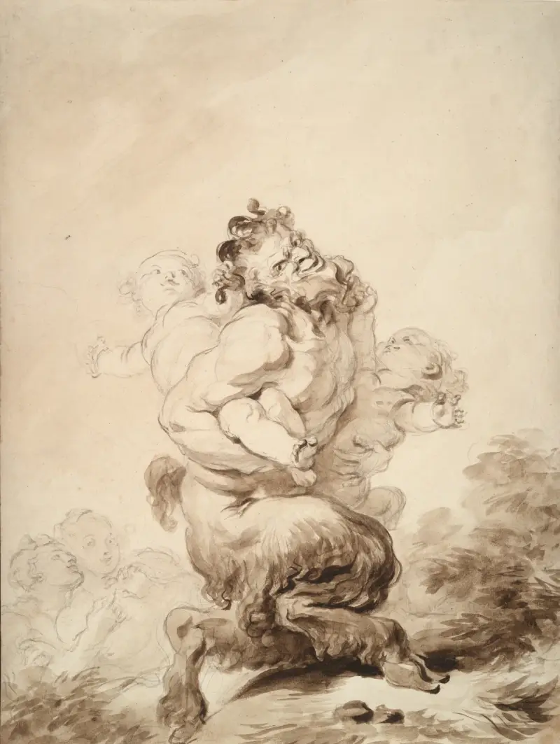 Satyr drażniony przez dwa putta, Jean-Honoré Fragonard