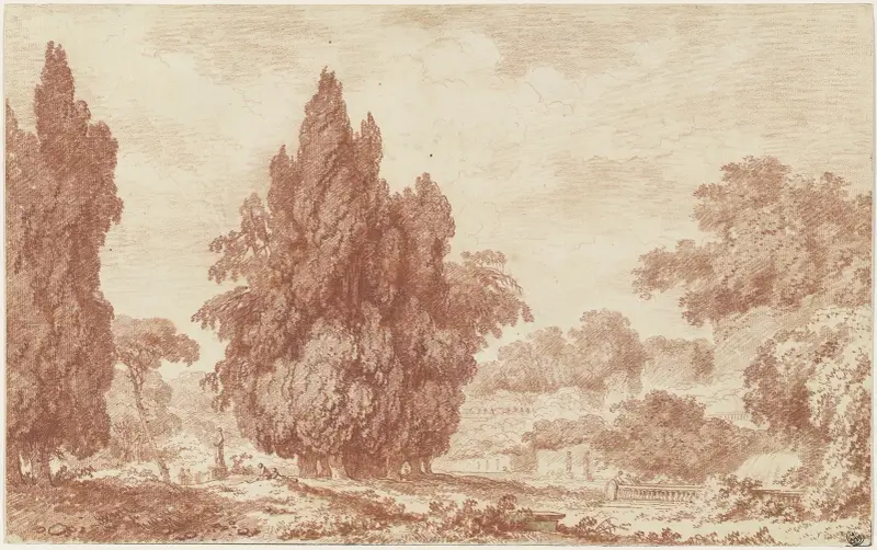 En grupp cypresser i en italiensk park av Jean-Honoré Fragonard