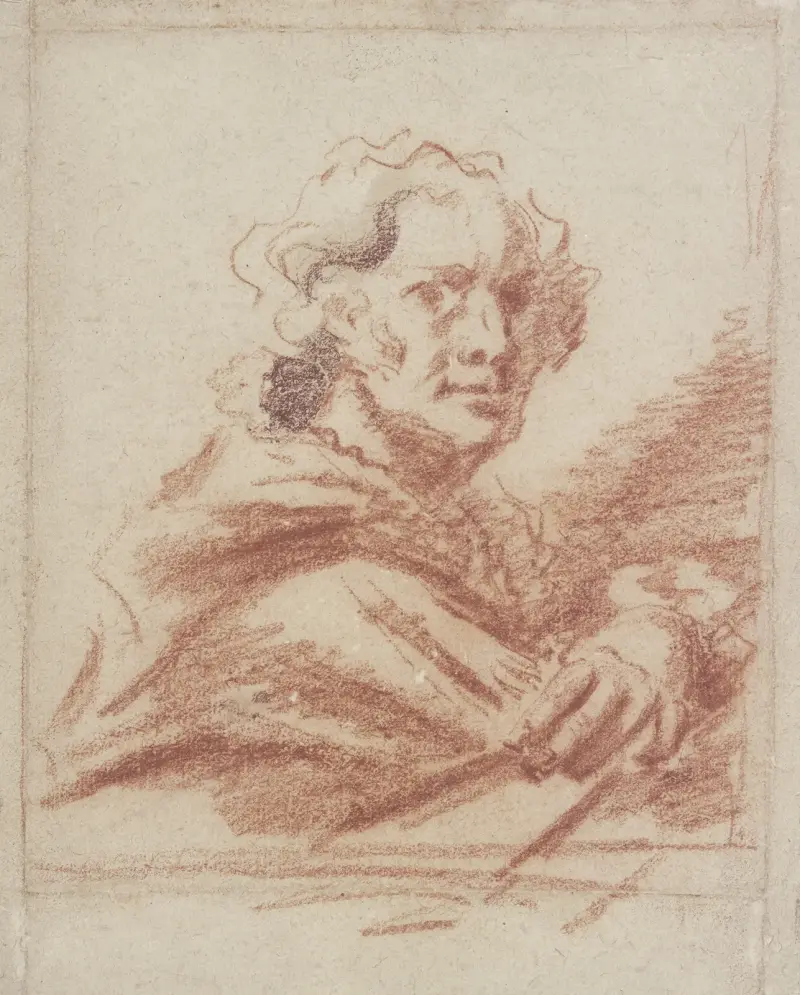 Brustbild eines Mannes im Dreiviertelprofil nach rechts von Jean-Honoré Fragonard