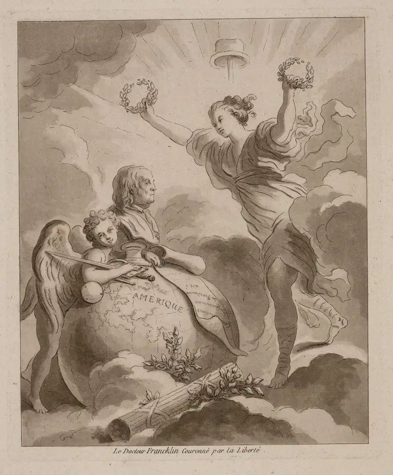 Doktor Franklin, gekrönt von der Freiheit von Jean-Honoré Fragonard