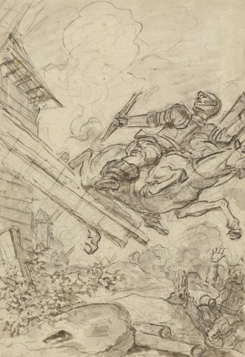 Don Quixote Attacking the Windmill av Jean-Honoré Fragonard