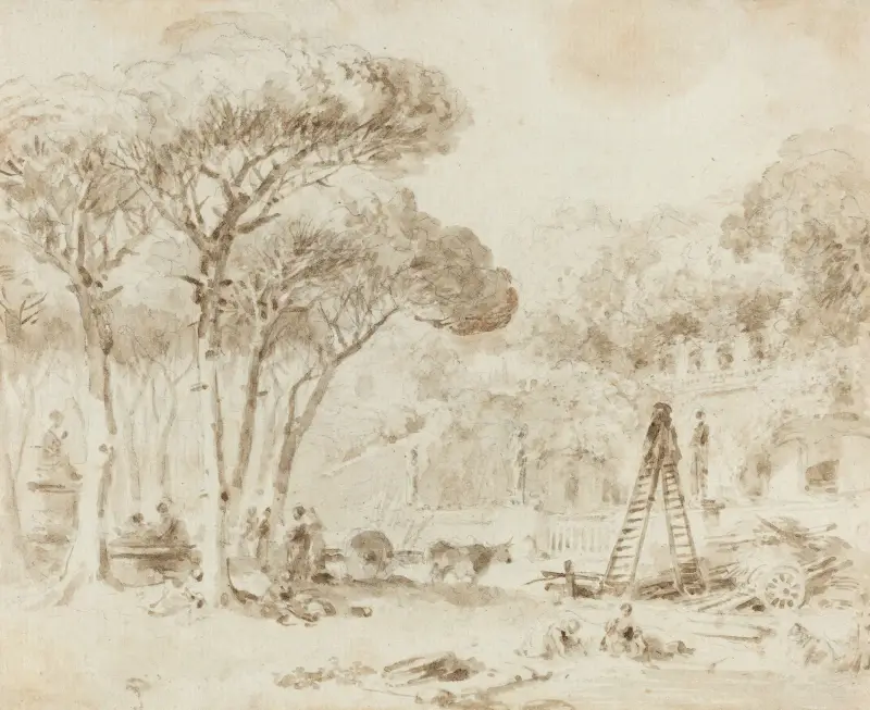 Trädgårdarna vid en italiensk villa (Villa Medici) av Jean-Honoré Fragonard