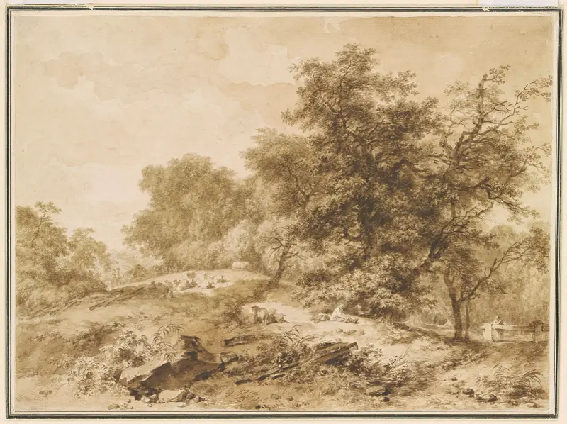Landscape, with flocks and trees av Jean-Honoré Fragonard
