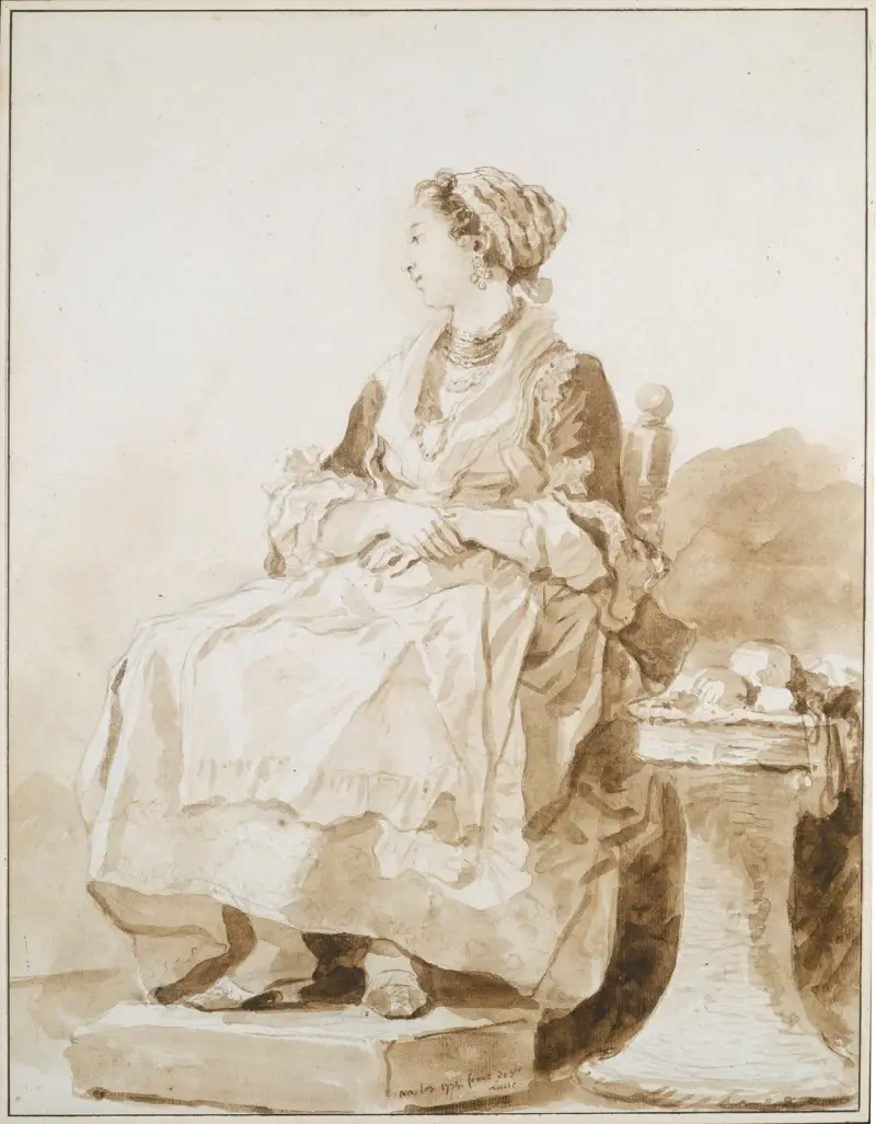 Neapolitansk kvinna, sittande utomhus av Jean-Honoré Fragonard