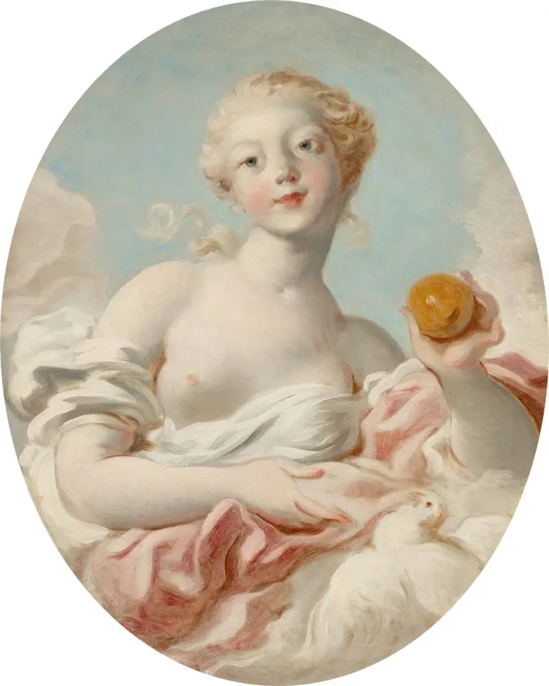 Porträtt som sägs föreställa mademoiselle Marie-Catherine Colombe som Venus av Jean-Honoré Fragonard