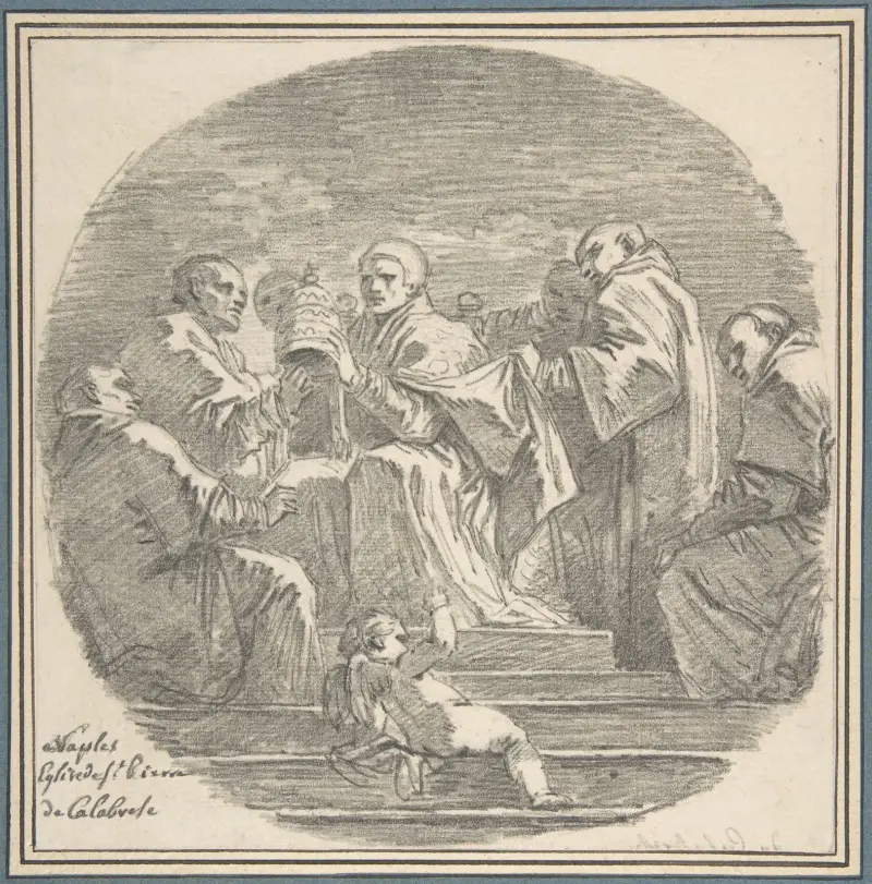 Święty Celestyn V zrzeka się papiestwa, według Mattii Pretiego, Jean-Honoré Fragonard