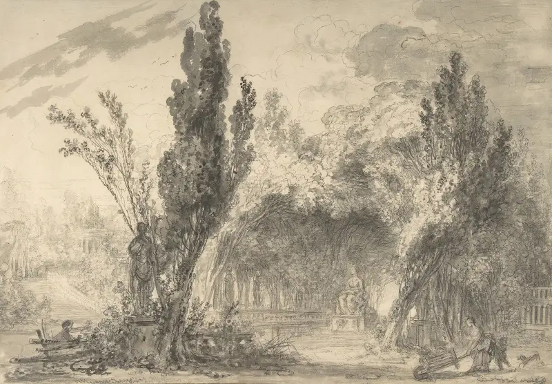 Vy över en park av Jean-Honoré Fragonard