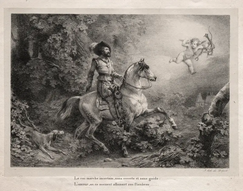Henrik IV rider till slottet d'Anet av Horace Vernet
