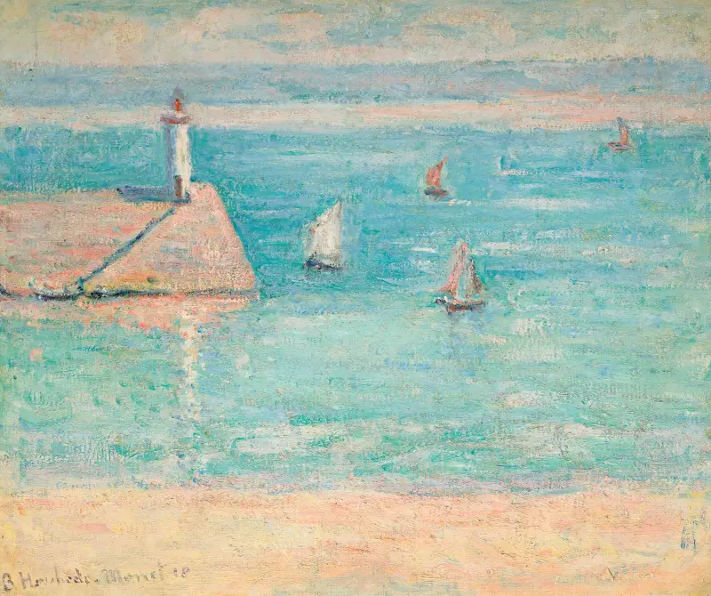 Båtar i hamnen i Diélette, Normandie av Blanche Hoschedé-Monet
