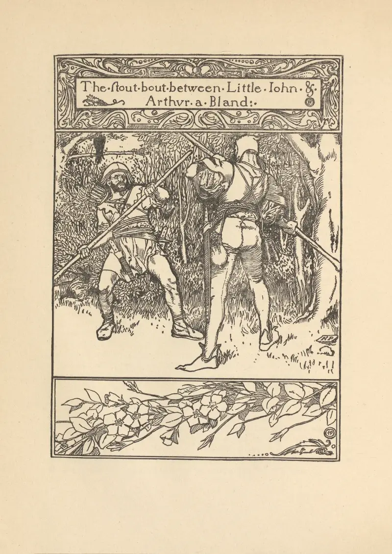The stout Bout between Little John and Arthur a Bland av Howard Pyle