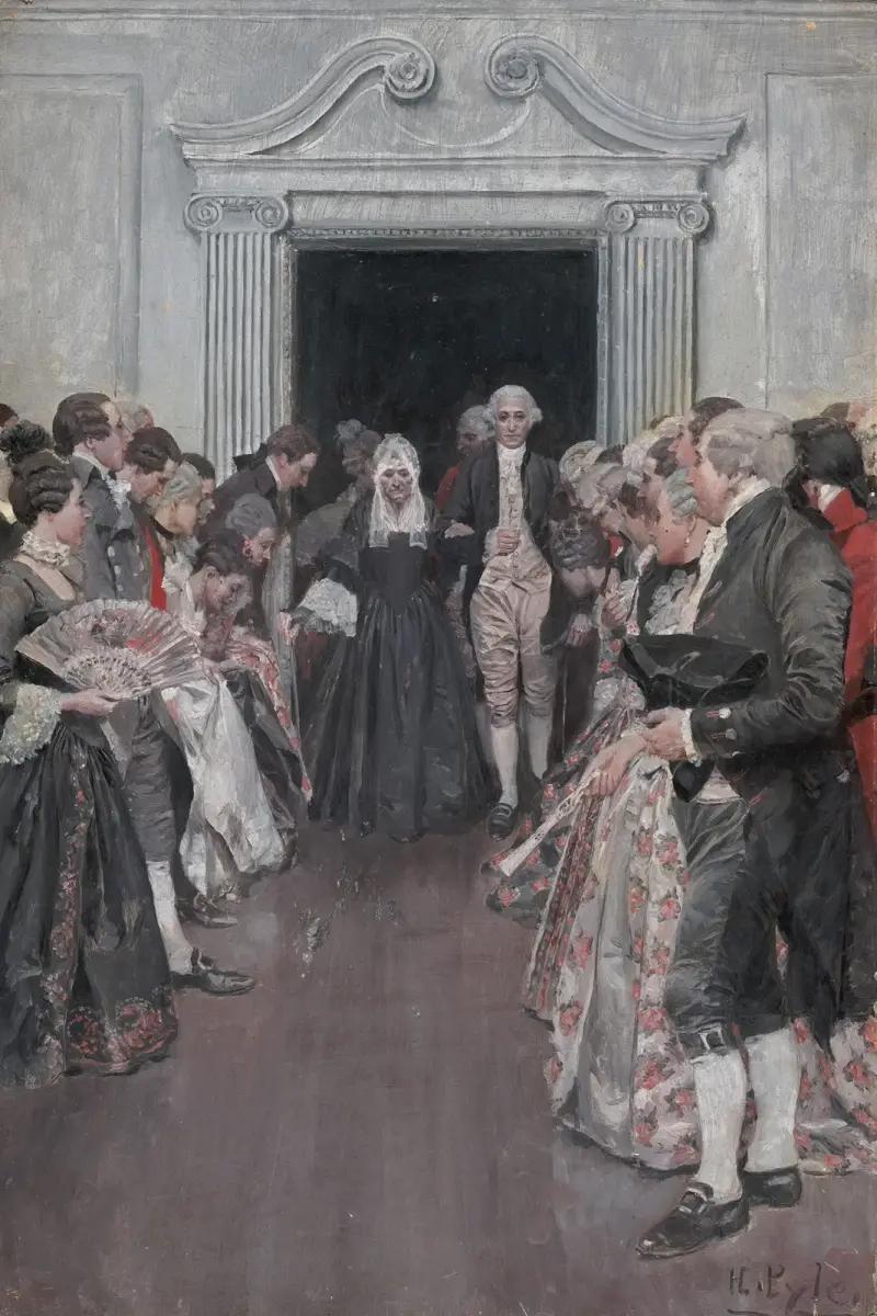 Washington för sin mor in i balsalen, Fredericksburg av Howard Pyle