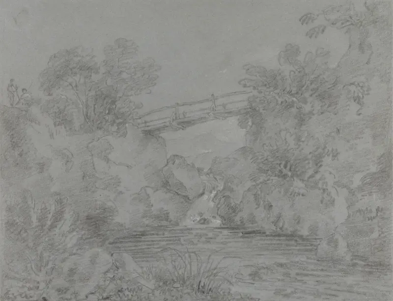 Most přes rybník v Llanrwstu, George Howland Beaumont