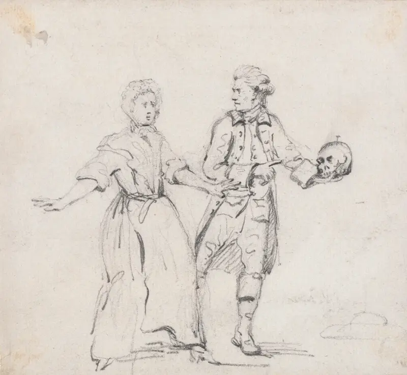 Dvě postavy s lebkou, George Howland Beaumont