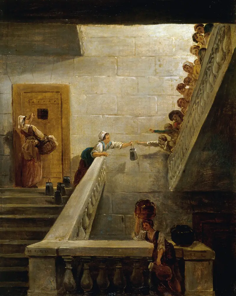Fångarnas matförsörjning i Saint-Lazare-fängelset av Hubert Robert