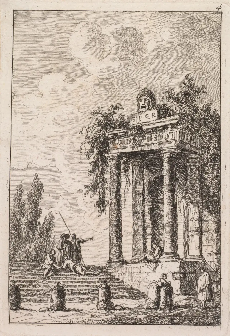 L’Escalier aux quatre bornes av Hubert Robert