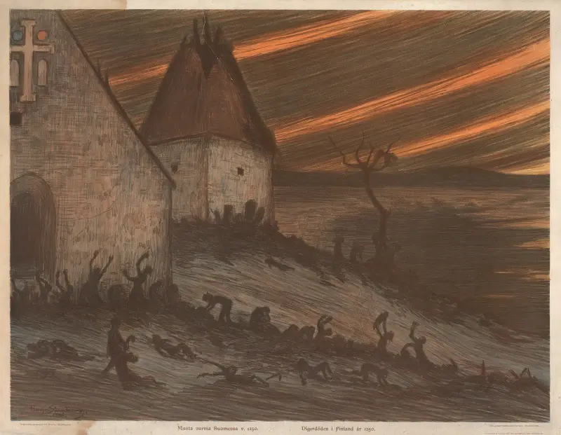 The Black Death in Finland in 1350 av Hugo Simberg