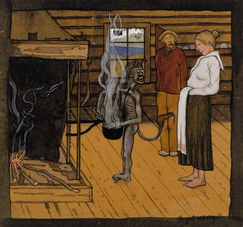 The Poor Devil By The Fire av Hugo Simberg