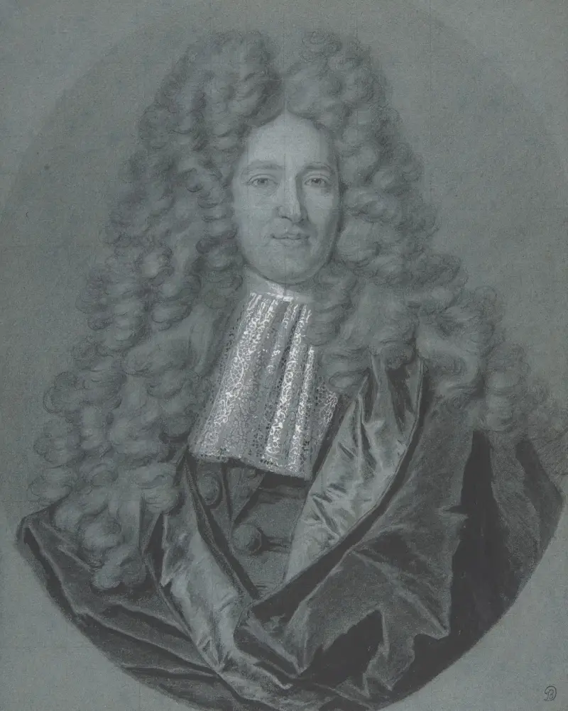 Porträtt av en herre i oval ram av Hyacinthe Rigaud