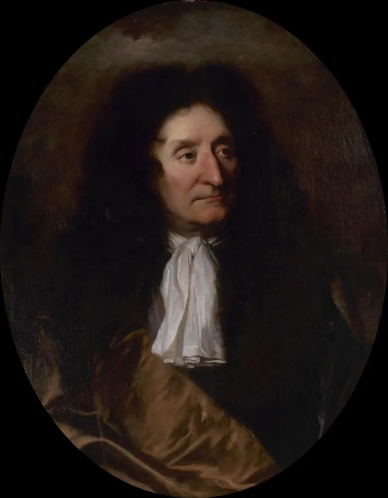 Porträtt av Jean de La Fontaine (1621–1695), poet av Hyacinthe Rigaud