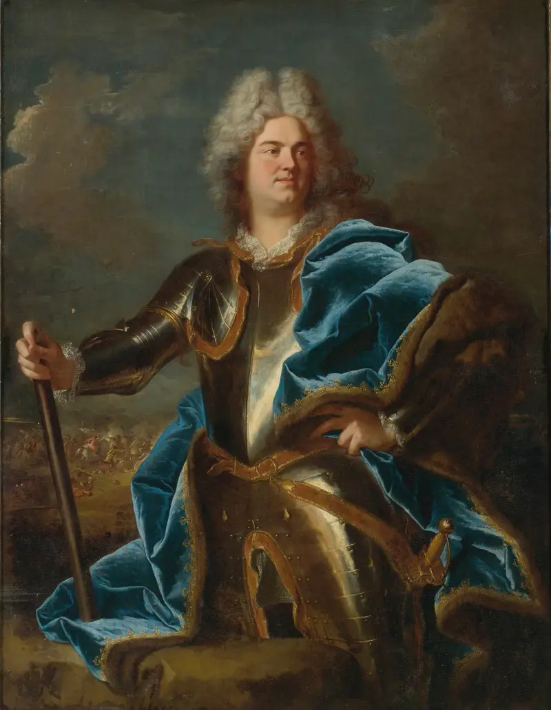 Porträtt av en man, traditionellt kallad Claude Louis Hector, hertig av Villars av Hyacinthe Rigaud