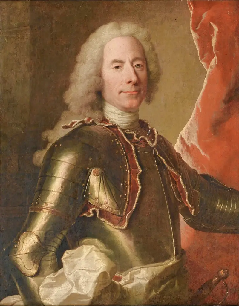 Porträtt av en man i rustning av Hyacinthe Rigaud