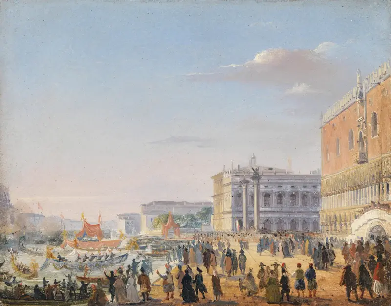 Frans Josef och Elisabeths ankomst till Venedig av Ippolito Caffi
