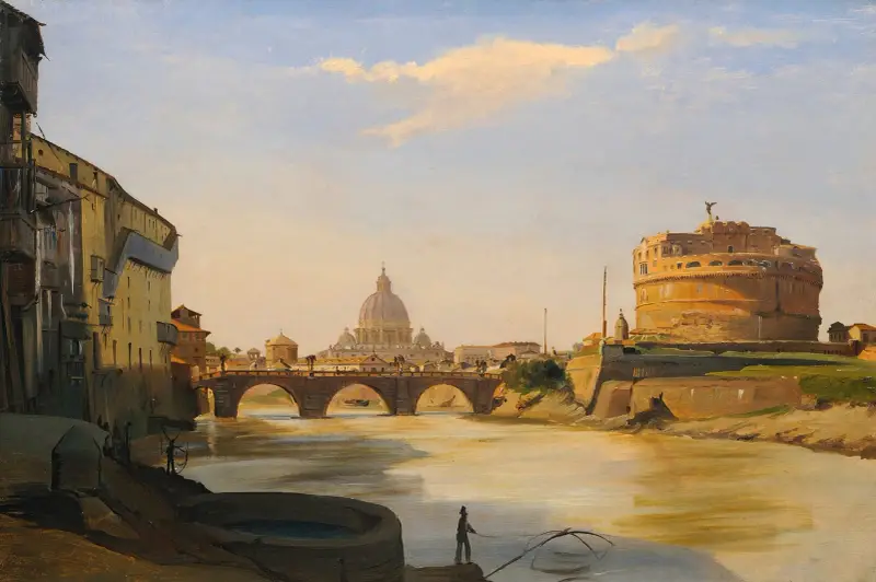 Vy över Castel Sant'Angelo, Rom av Ippolito Caffi