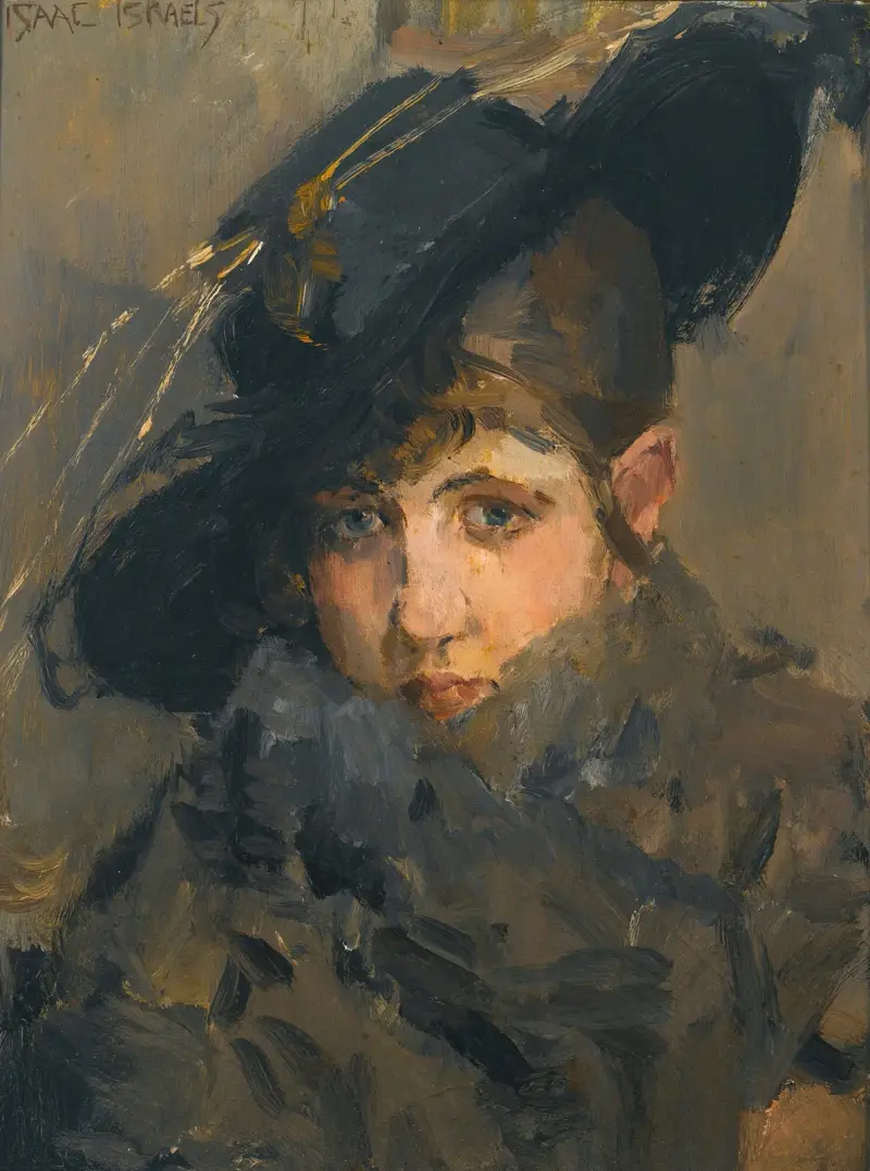 A lady in a hat with a fur collar av Isaac Israëls