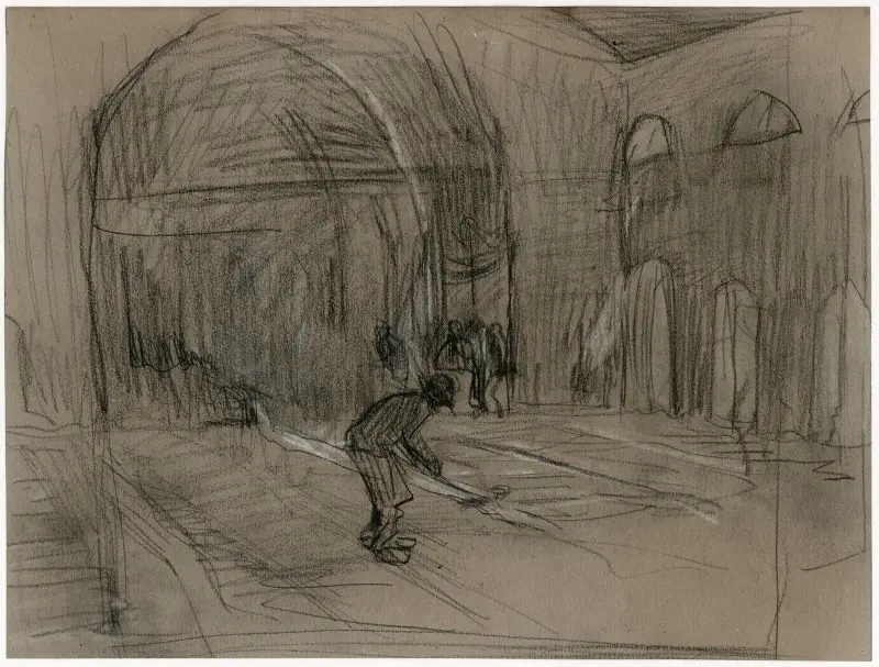 Interiör från en glasblåseriverkstad 3 av Isaac Israëls