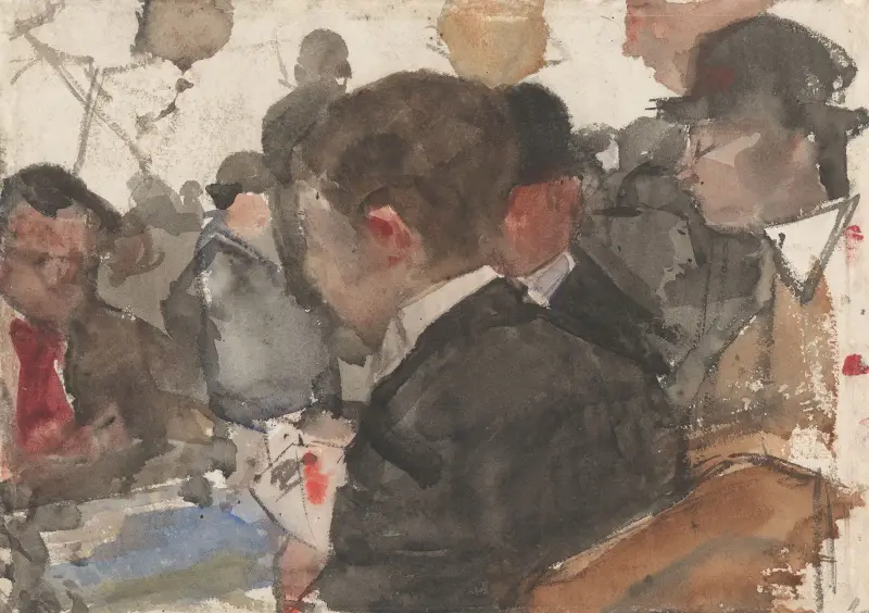 Kortspelande män på ett kafé av Isaac Israëls