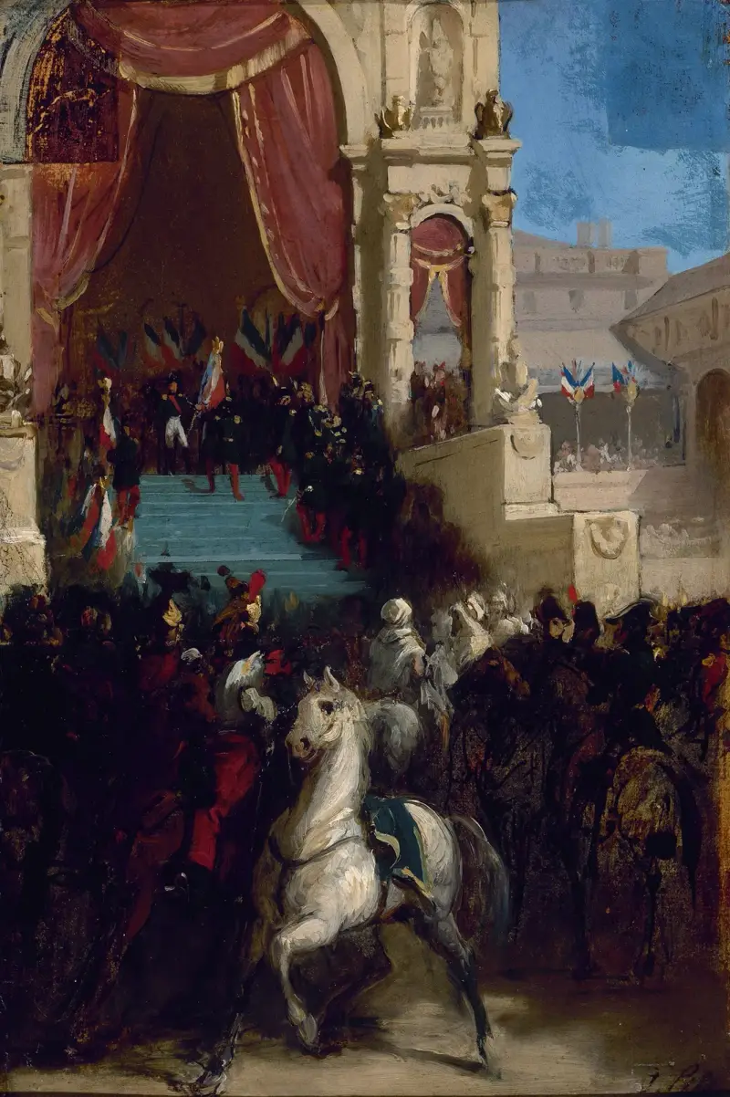 Utlämnandet av örnarna och välsignelsen av fanorna, den 10 maj 1852, på Champ-de-Mars av Isidore Pils