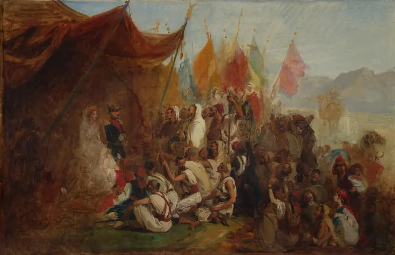 Studie zum 'Empfang Kaiser Napoleons III. und Kaiserin Eugénies durch die kabylischen Anführer in Algier am 18. September 1860' von Isidore Pils