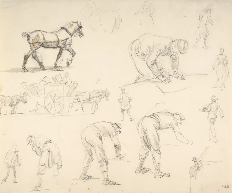 Studier av soldater och draghästar av Isidore Pils