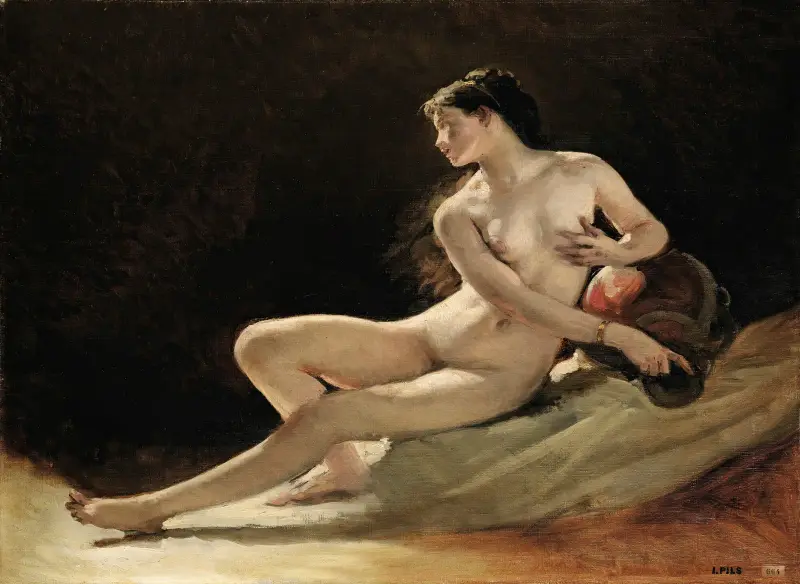 Studie för figuren Seinen, för Opéra Garnier, Paris av Isidore Pils