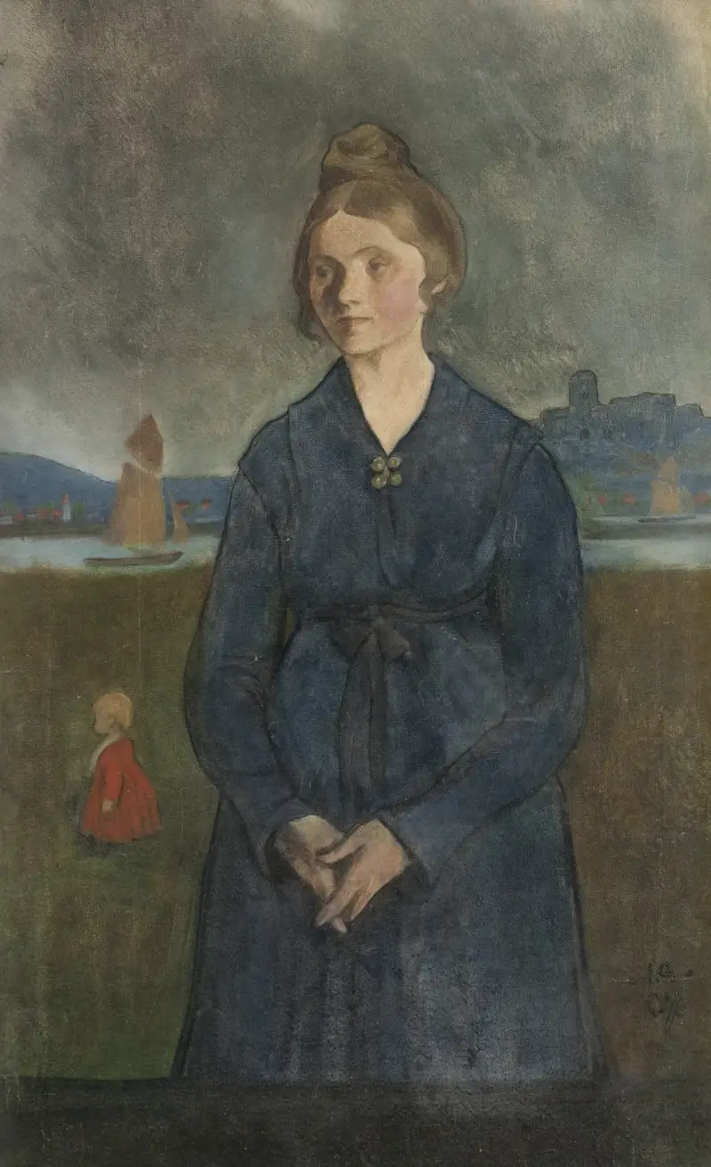 Eva med Bohus fästning i bakgrunden av Ivar Arosenius