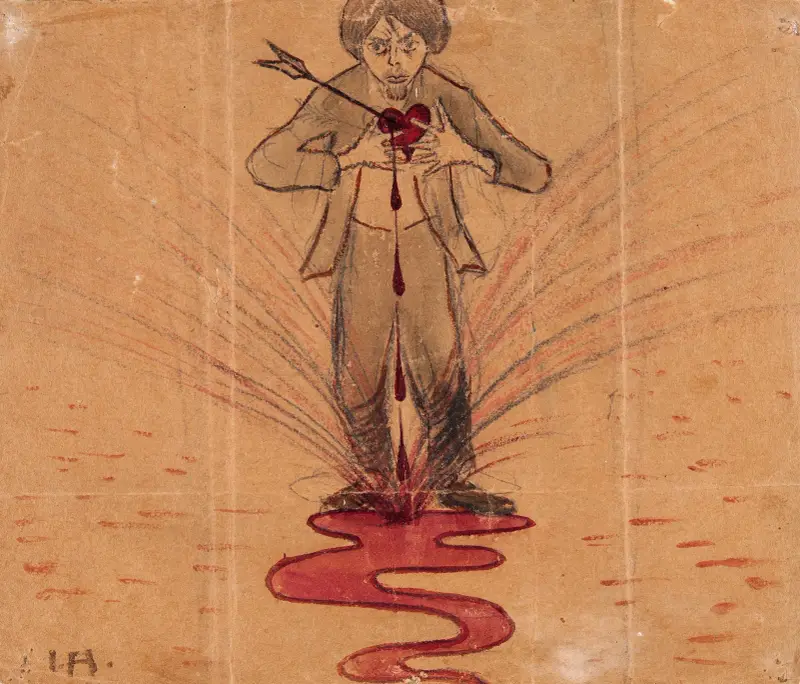Self Portrait with Arrow in Bleeding Heart, Ivar Arosenius